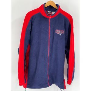 New England Patriots Football Jacket Fleece Men's Size XL‎ Blue Red Full Zip